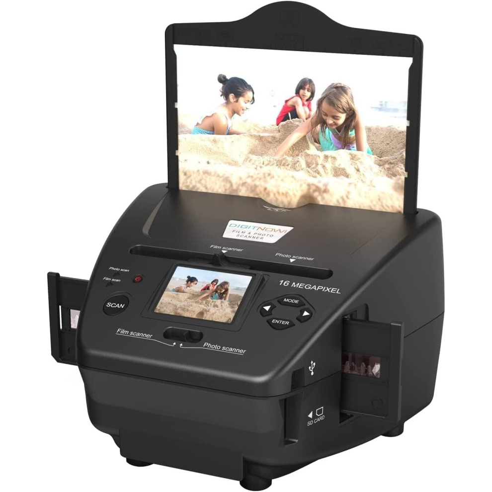 All-in-One High Resolution 16MP Film Scanner, with 2.4" LCD Screen Converts 35mm/135slides&Negatives Film Scanner Photo, Name Card, Slides and Negat