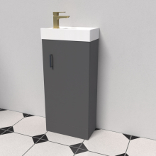 Nes Home Dark Grey Floorstanding 400mm Vanity Unit & Square Basin Mixer Tap