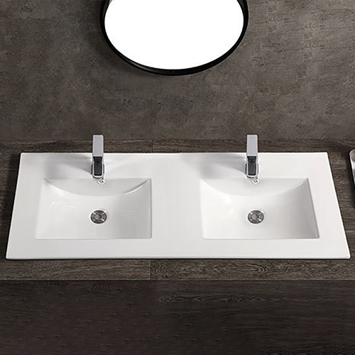 1200mm Thin-Edge Inset Basin Sink & Overflow Ceramic Double Wash Basin 1