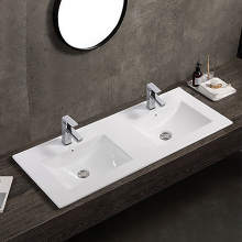 1200mm Thin-Edge Inset Basin Sink & Overflow Ceramic Double Wash Basin