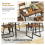 Costway Industrial 5 PCS Dining Table Set w/4 Chairs Rectangular Kitchen Table Metal Frame 5