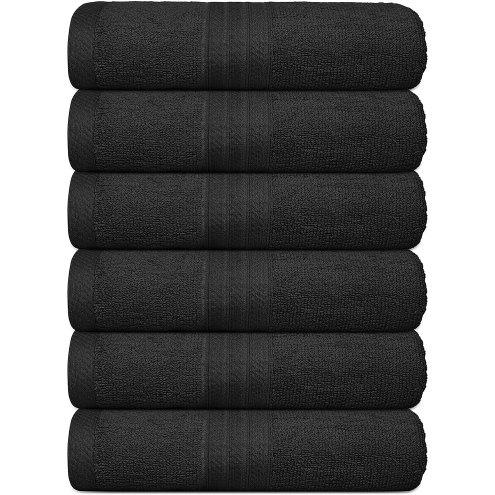 (Black) 6x Large Jumbo Bath Sheets Towels 75 x 150 cm Super Soft 100% Egyptian Cotton Fast Absorbent Quick Dry Gym, Spa, Hotel Quality Jumbo Bath Towe