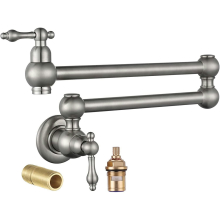 (Type B Brushed Nickel) Copper Pot fill Faucet Over Stove, Wall Mount Kitchen Faucet, Brass Folding Faucet Double Swing Arm