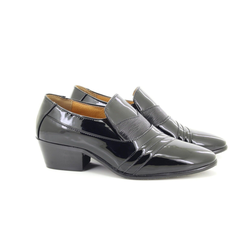 (Men's UK Size 8) Men's Slip On Smart Cuban Heel Party Formal Shoes