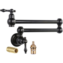 (Type B Bronze) Copper Pot fill Faucet Over Stove, Wall Mount Kitchen Faucet, Brass Folding Faucet Double Swing Arm