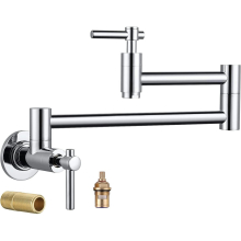 (Type A Electroplating) Copper Pot fill Faucet Over Stove, Wall Mount Kitchen Faucet, Brass Folding Faucet Double Swing Arm