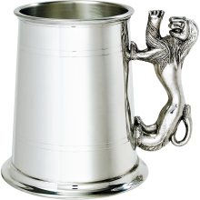 Pewter Tankard 1 Pint Plain Double Lines Lion Rampant Handle Pure Heavy Gauge Beer Tankard Perfect for Engraved Personalised Gifts for Men and Women