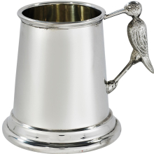 Stork Handle Quarter Pint Baby Christening Mug Tankard Pewter Perfect for Engraved Supplied in Satin Presentation Box