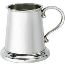 Child's All Gone Etched Glass Base Pewter Baby Mug Pewter Tankard Quarter Pint Plain Body Perfect for Engraved Supplied in Satin Presentation Box