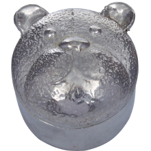 Child's Pewter Bear Trinket Box Bear Head on Lid and Secret Paw Prints Inside Supplied in Lid and Base Box