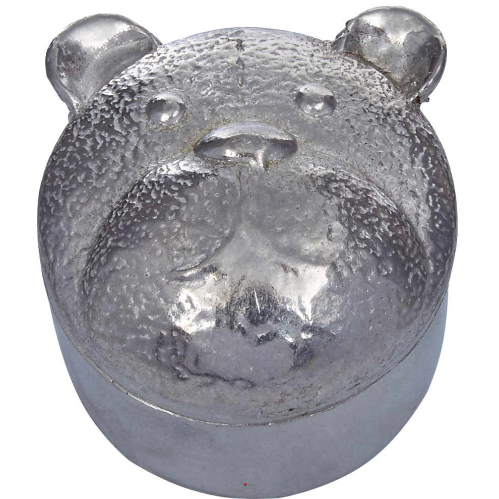 Child's Pewter Bear Trinket Box Bear Head On Lid And Secret Paw Prints Inside Supplied In Lid And Base Box I Luv Ltd