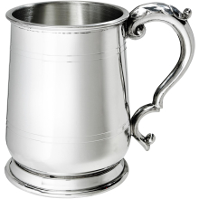 Pewter Tankard 1 Pint Jacobean Shaped Double Lines Pewter Pure Heavy Gauge Beer Tankard Perfect for Engraved Personalised Gifts for Men and Women