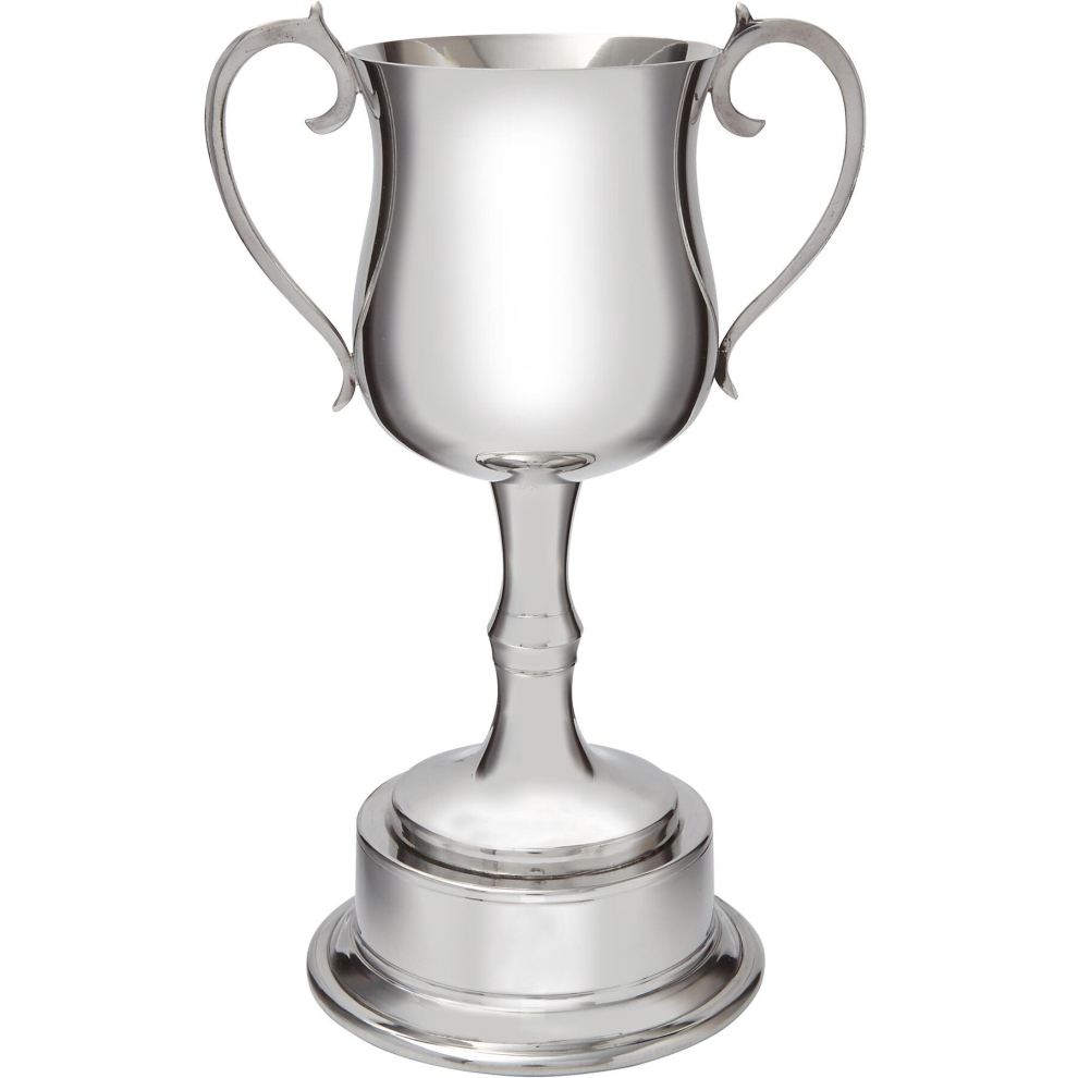 Large Sports Trophy Georgian Style Pewter on Integral Plinth 215mm Bright Polished Finish Sports Accessories Perfect for Engraving