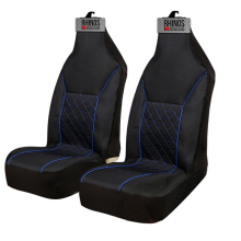 For VW Volkswagen Passat - Premium Luxury Fabric Car Seat Covers - Blue Quilted Piping - 2 x Fronts