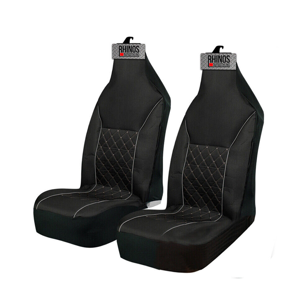 For For Mercedes  A Class - Premium Luxury Fabric Car Seat Covers - Grey Quilted Piping - 2 x Fronts