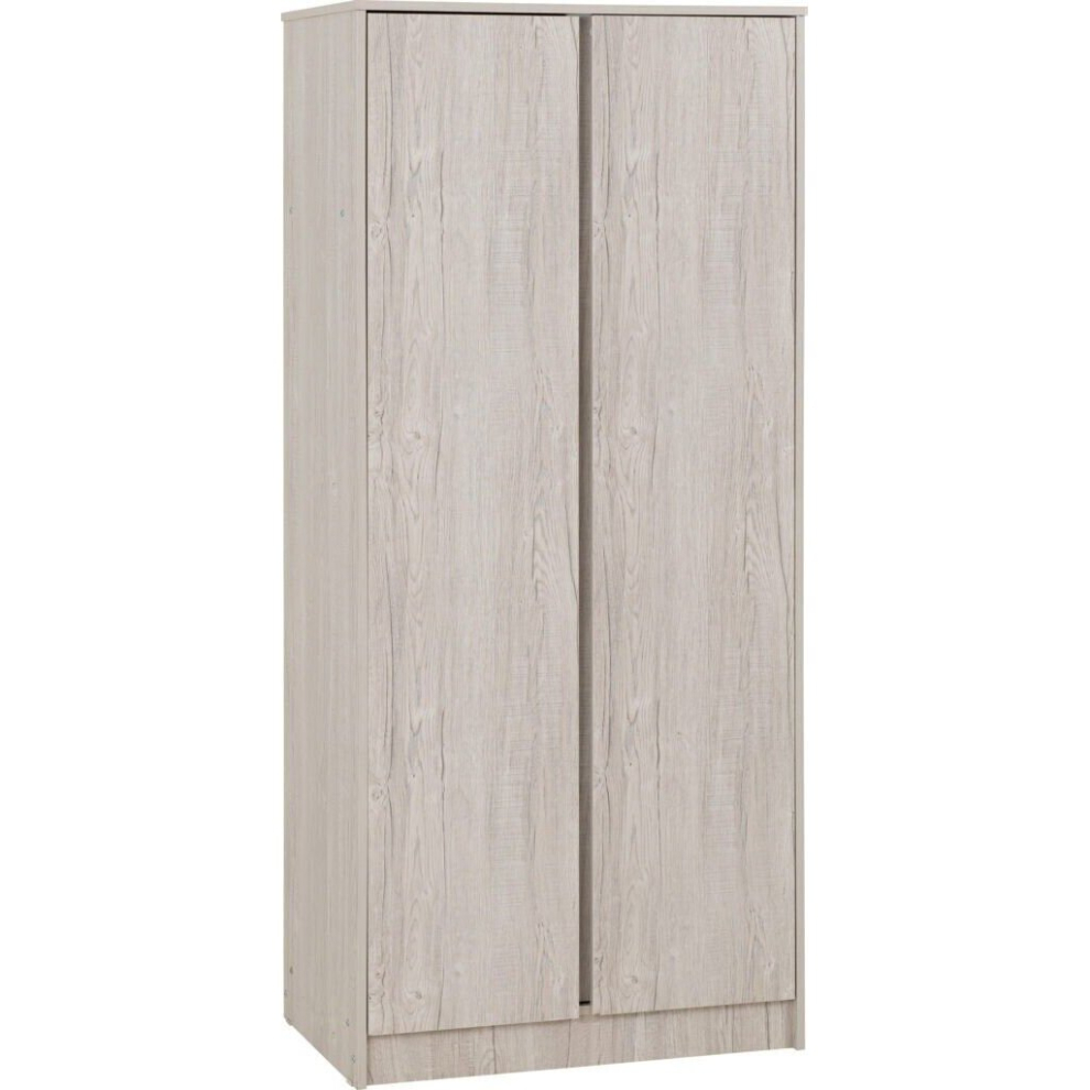 Malvern 2-Door Wardrobe in Urban Snow Beige with Recessed Handles, Hanging Rail & Shelf-image-OPC-PCPZWPB-NEW