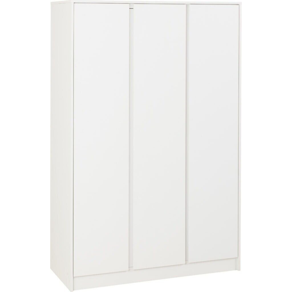 Malvern 3 Door Wardrobe in White Finish Hanging Rail and Shelving