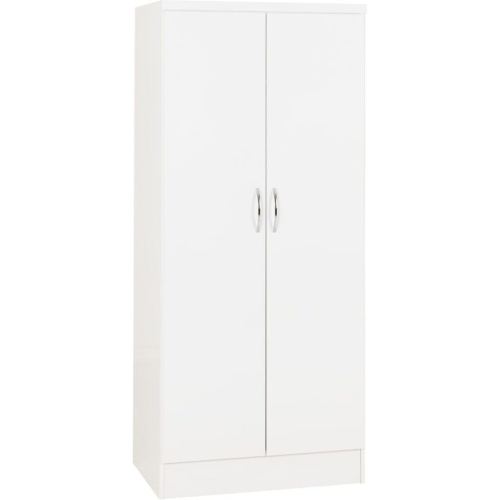 Seconique Nevada 2 Door All Hanging Wardrobe in White Gloss Finish