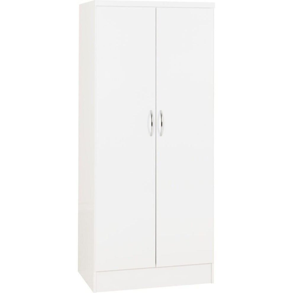 Nevada 2 Door All Hanging Wardrobe in White Gloss Finish