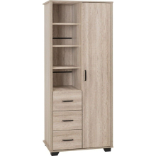 Oliver 1 Door 3 Drawer Open Shelf Wardrobe with Light Oak Effect (100-101-208)