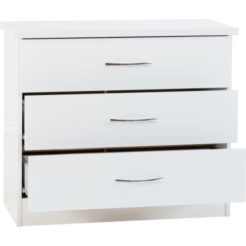 Seconique Nevada 3 Drawer Chest White Gloss