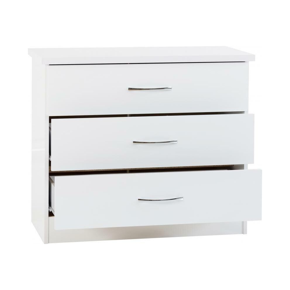 Nevada 3 Drawer Chest White Gloss