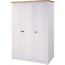 Panama 3 Door Wardrobe in White and Natural Wax Finish