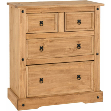 Seconique Corona 2+2 Drawer Chest - Distressed Waxed Pine