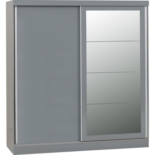 Seconique Nevada 2 Door Sliding Wardrobe Grey Gloss