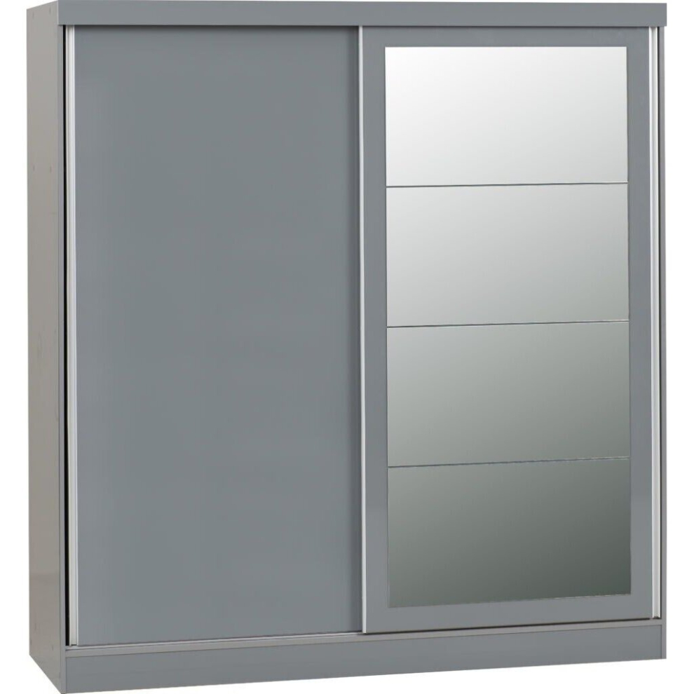 Nevada 2 Door Sliding Wardrobe Grey Gloss