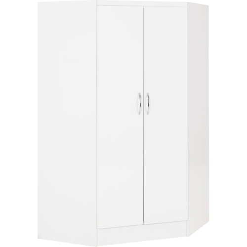 Seconique Nevada 2 Door Corner Wardrobe in White Gloss Finish 1