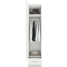 Nevada 1 Door 1 Drawer Wardrobe White Gloss Finish