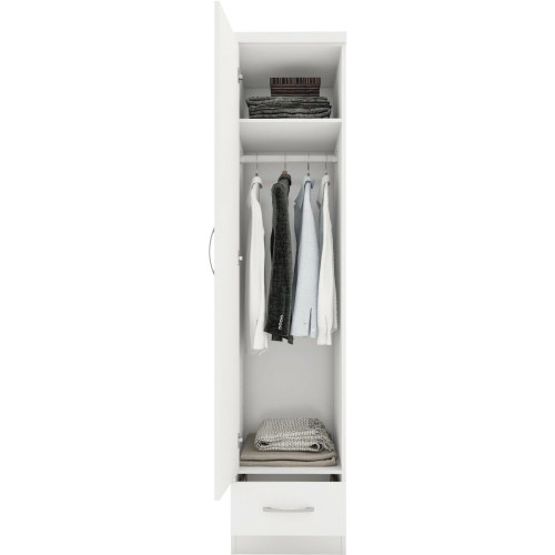 Seconique Nevada 1 Door 1 Drawer Wardrobe White Gloss Finish