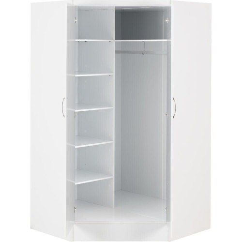 Seconique Nevada 2 Door Corner Wardrobe in White Gloss Finish 2