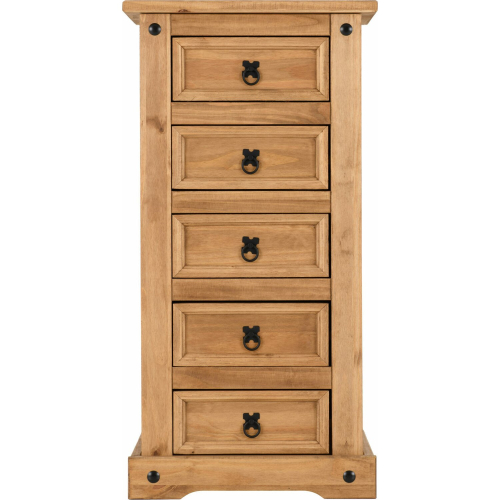 Seconique Seconique Corona Pine Tall 5 Drawer Chest - Distressed Waxed Finish 2