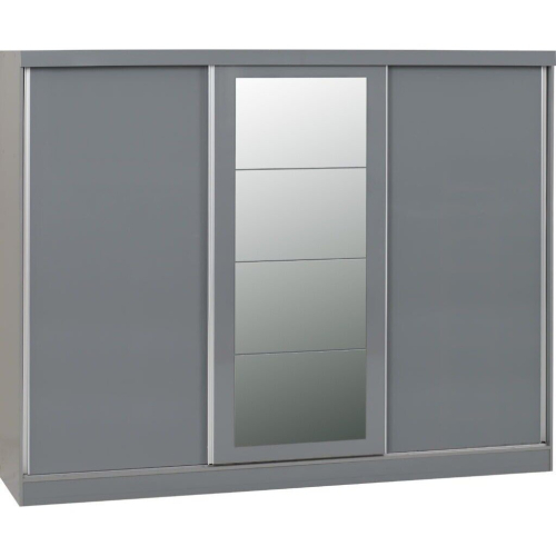 Nevada 3 Door Sliding Wardrobe Grey Gloss