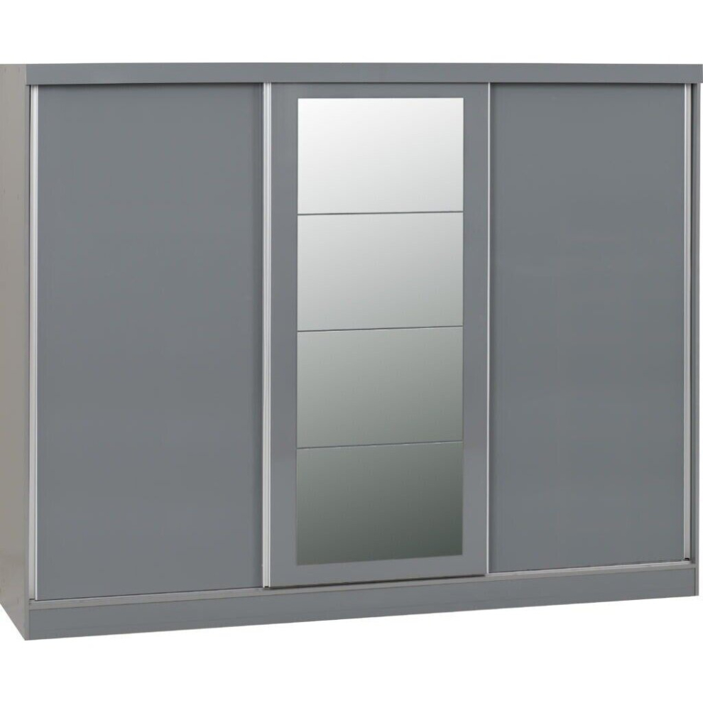Nevada 3 Door Sliding Wardrobe Grey Gloss