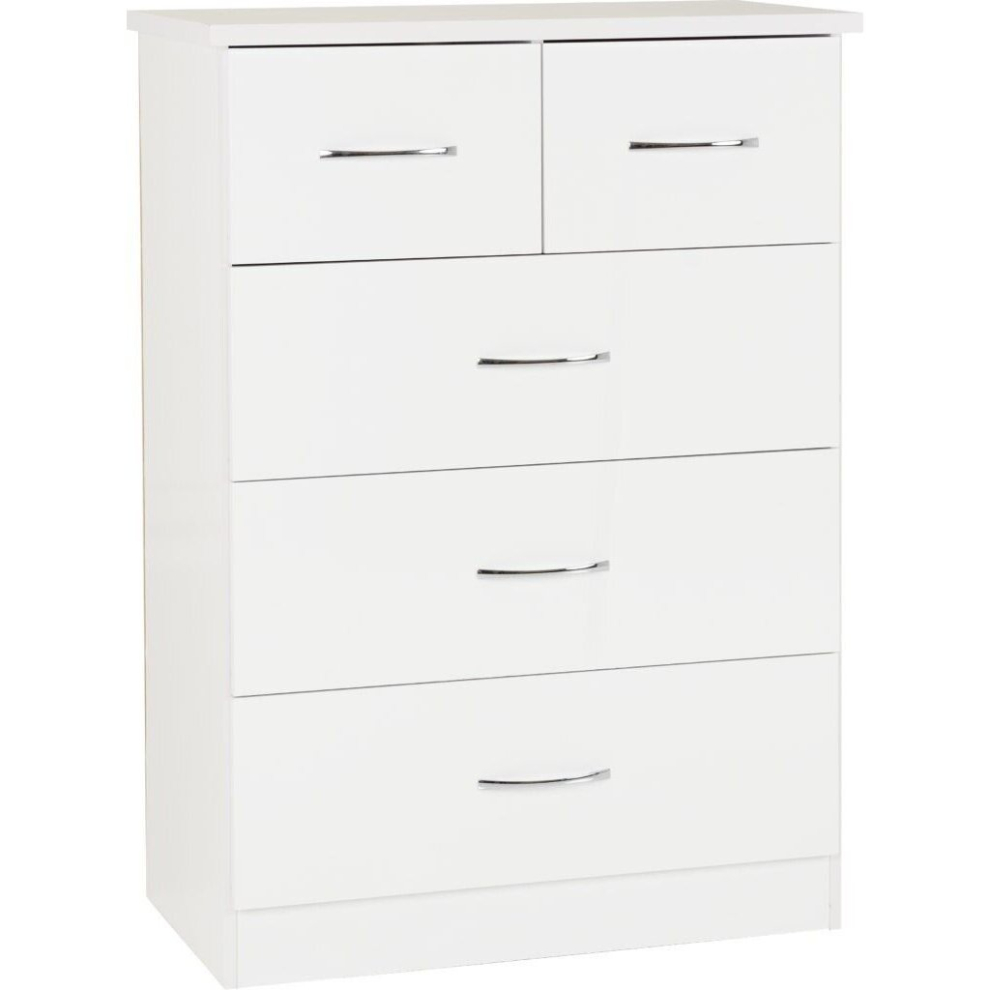 Nevada 3+2 Drawer Chest White Gloss