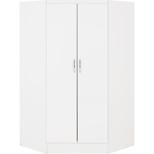 Seconique Nevada 2 Door Corner Wardrobe in White Gloss Finish