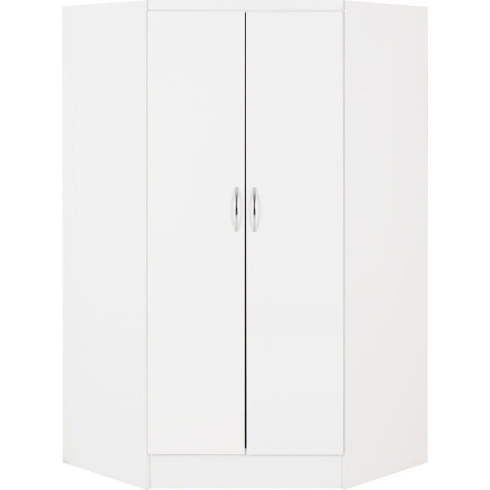 Nevada 2 Door Corner Wardrobe in White Gloss Finish