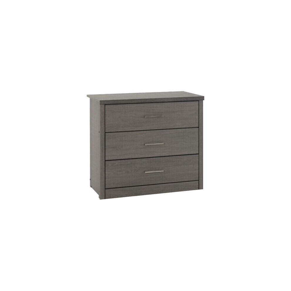 Seconique Lisbon 3 Drawer Chest Wood Grain Black