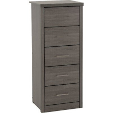 Lisbon 5 Drawer Narrow Chest Black Wood Grain