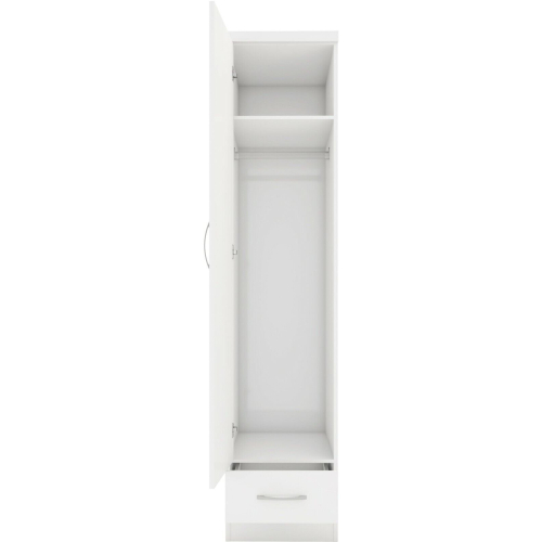 Seconique Nevada 1 Door 1 Drawer Wardrobe White Gloss Finish 1
