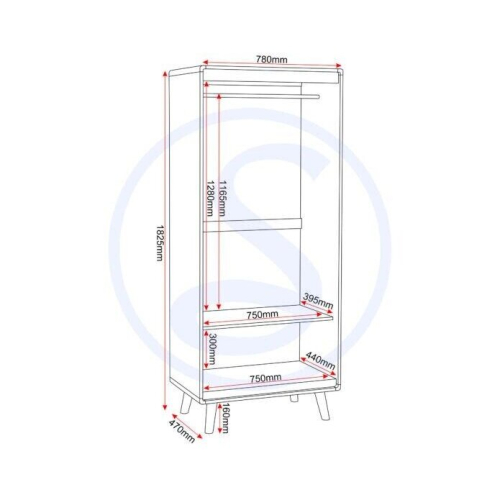 Seconique Dixie 2 Door Wardrobe in Dusty Grey and White 2
