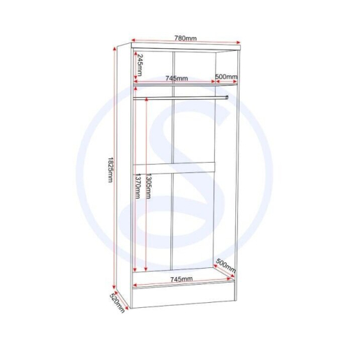 Seconique Nevada 2 Door All Hanging Wardrobe in White Gloss Finish 1