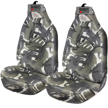 For Vauxhall Corsa Van - Heavy Duty Durable Nylon Driver Passenger Grey Camouflage Pair Waterproof Car Van Front Seat Covers Protectors - 2 x Fronts