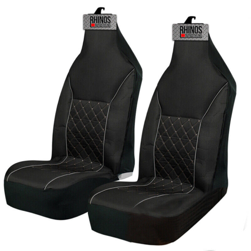 For Skoda Citigo 2012 ON  - Premium Luxury Fabric Car Seat Covers - Grey Quilted Piping - 2 x Fronts