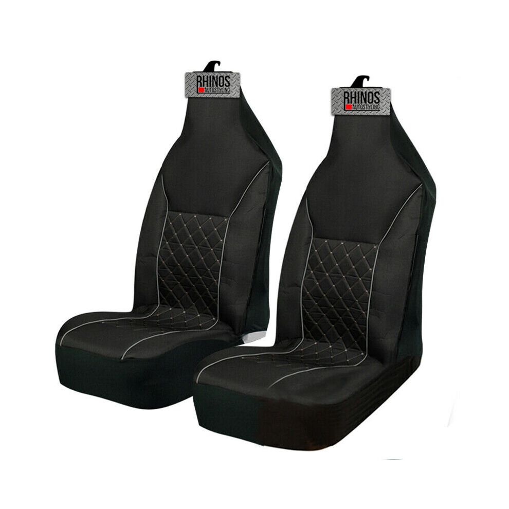 For Volkswagen Eos (2011-2015) - Premium Luxury Fabric Car Seat Covers - Quilted Piping - 2 X Fronts Grey 5059596258383