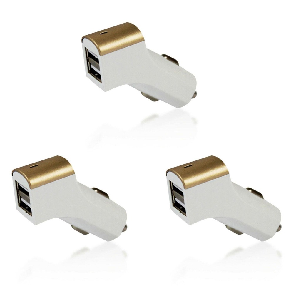 3X Fx Factory Powabud Twin Socket Usb 2.1A Car Charger Gold 5056184063091