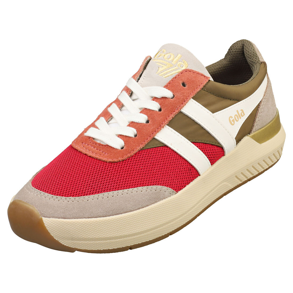 (4) Gola Raven Womens Fashion Trainers In Raspberry Khaki